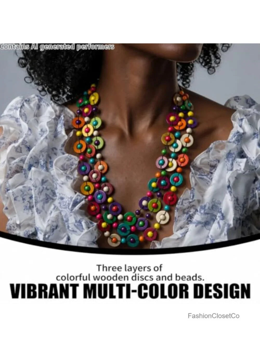 Handmade Wooden Coconut Shell Bohemian Layered Beaded Necklace